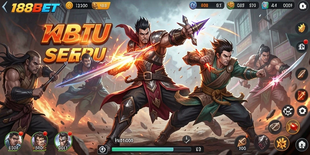 Screenshot menampilkan karakter dalam pertarungan intens di 188BET.