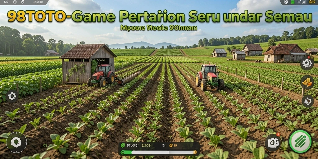 Screenshot gameplay 98TOTO menampilkan pertanian yang indah dan interaktif.