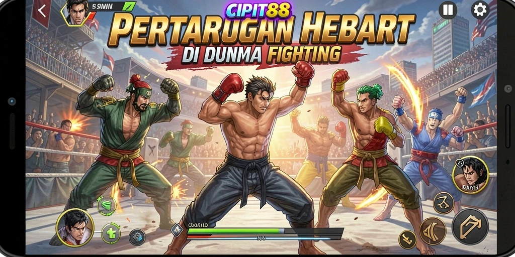 Tampilan gameplay menarik dengan pertarungan karakter yang dinamis.