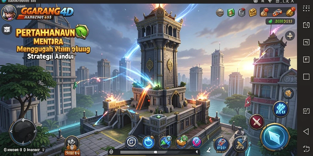 Tampilan gameplay GARANG4D menampilkan aksi pertahanan menara yang intens.