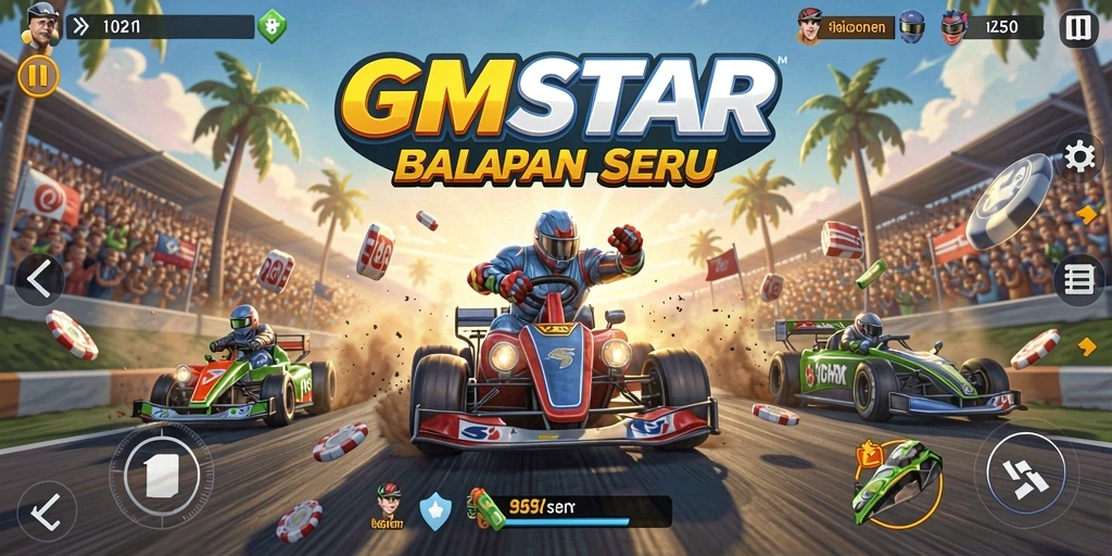Tampilan gameplay balapan yang mendebarkan di GMSTAR.