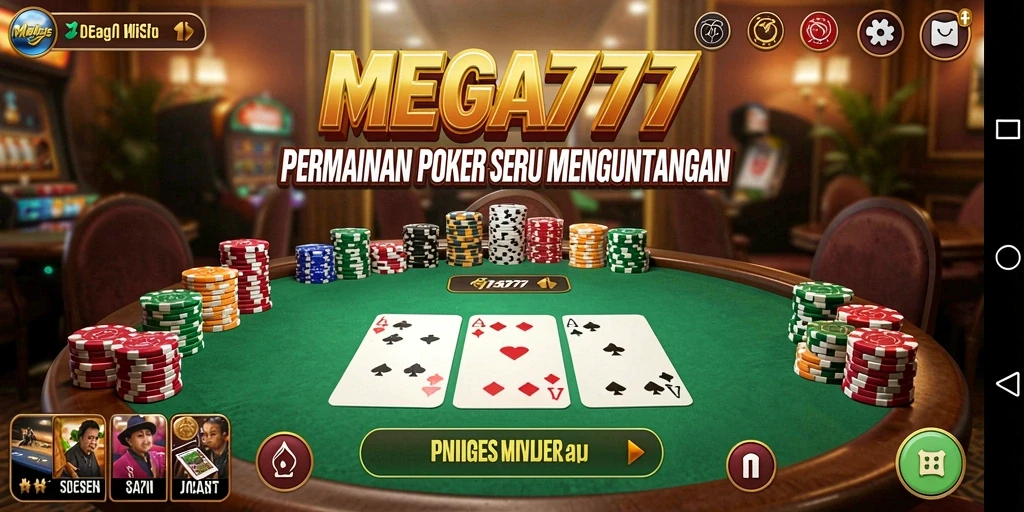Tampilan permainan Poker MEGA777 yang menegangkan dan menarik.